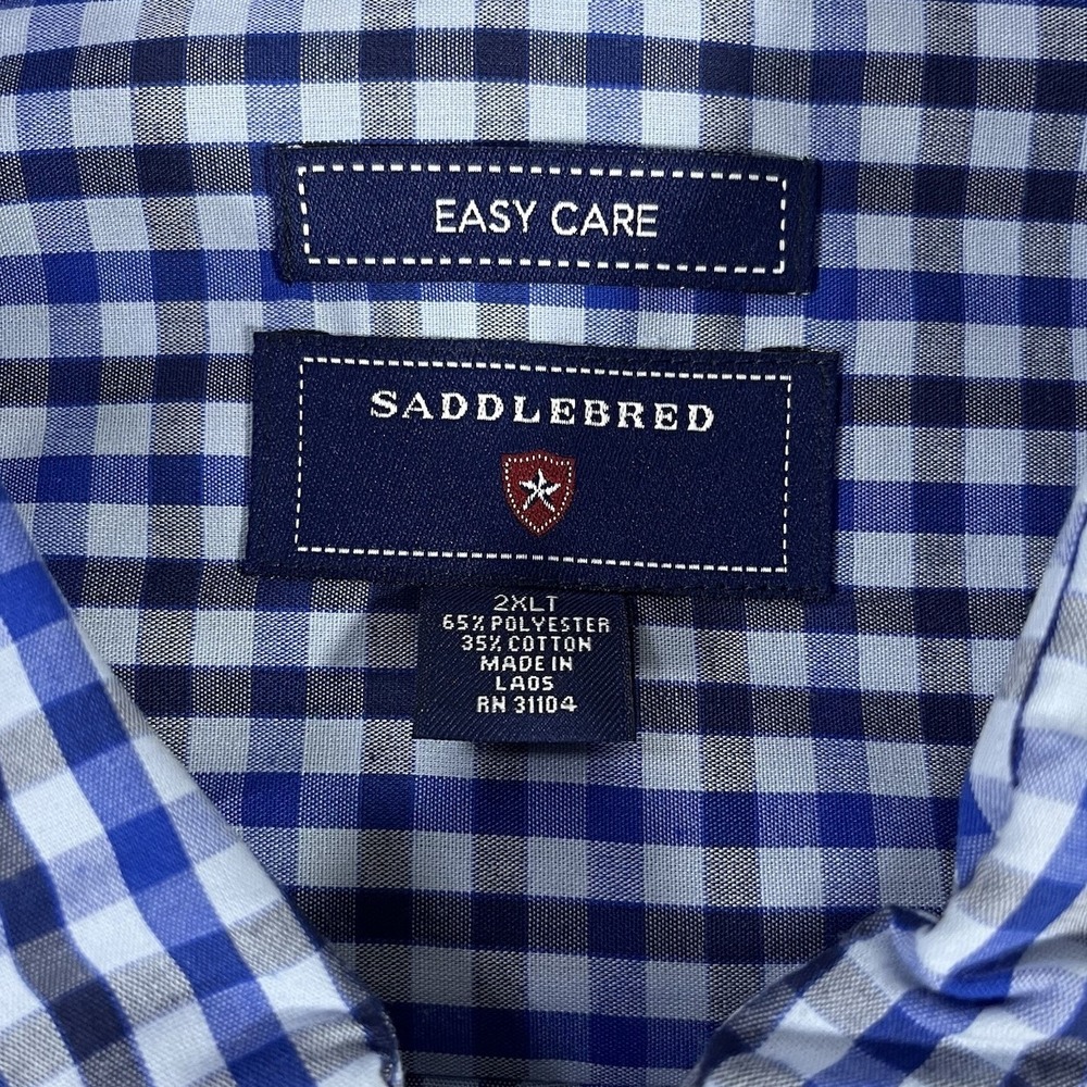 Big & Tall 2XL Saddlebred Button Up Long Sleeve Men Shirt NWT Easy Care LOT OF 2 - Picture 3 of 16